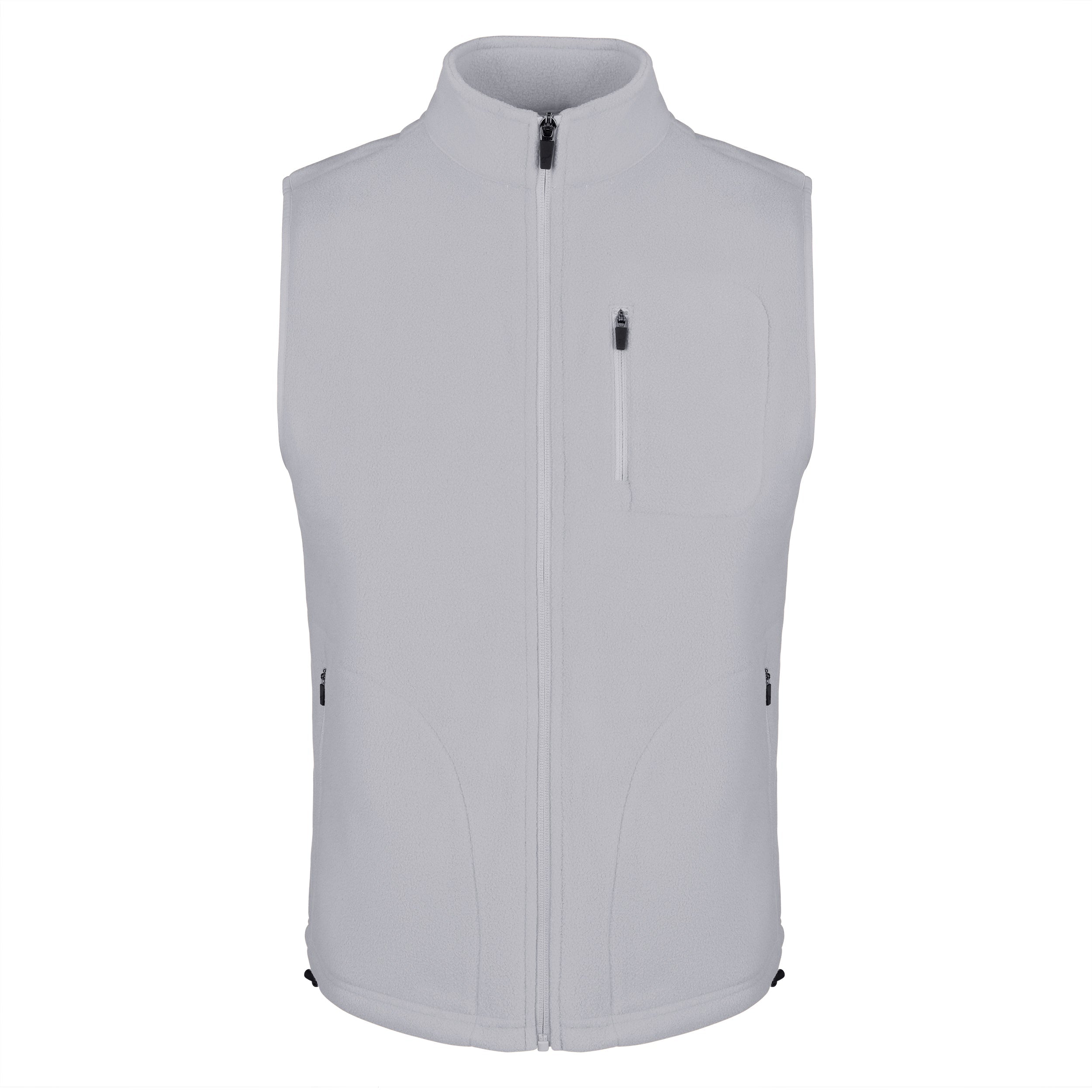 Men's Fleece Vest, Gray. Front view.