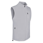 Men's Fleece Vest, Gray. 45 degree right view.