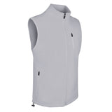 Men's Fleece Vest, Gray. 45 degree right view.