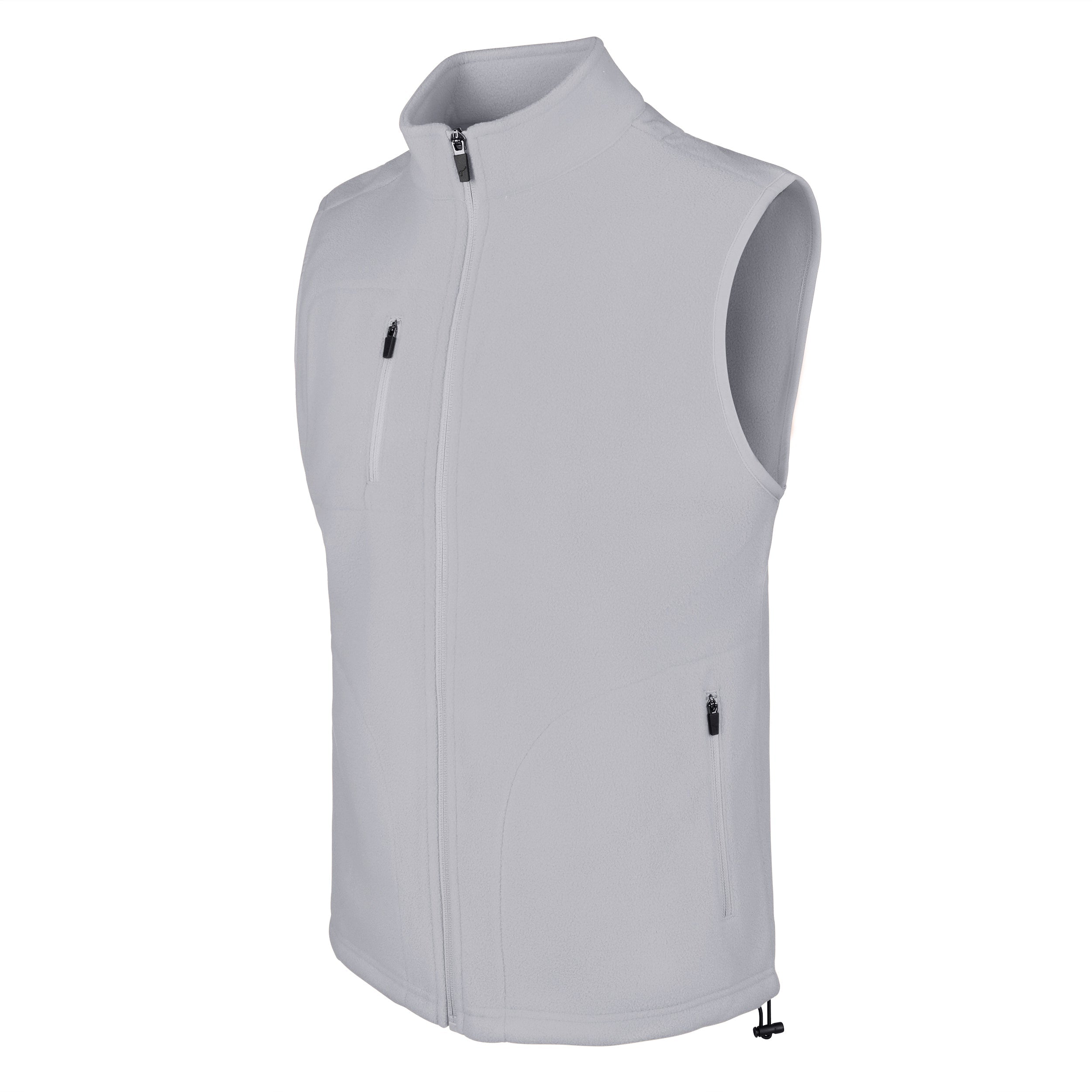 Men's Fleece Vest, Gray. 45 degree left view.
