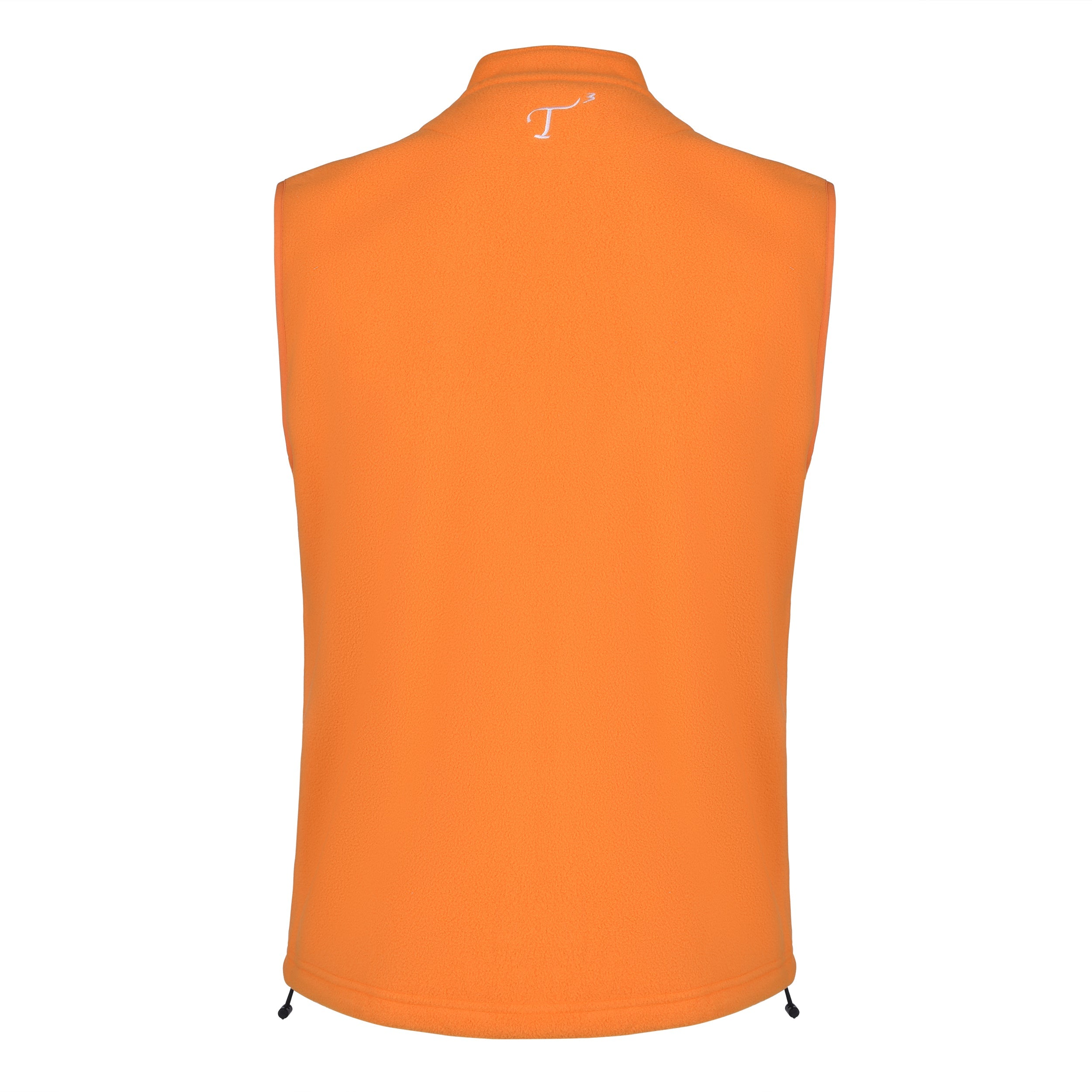 Men's Fleece Vest, Orange. Back view.