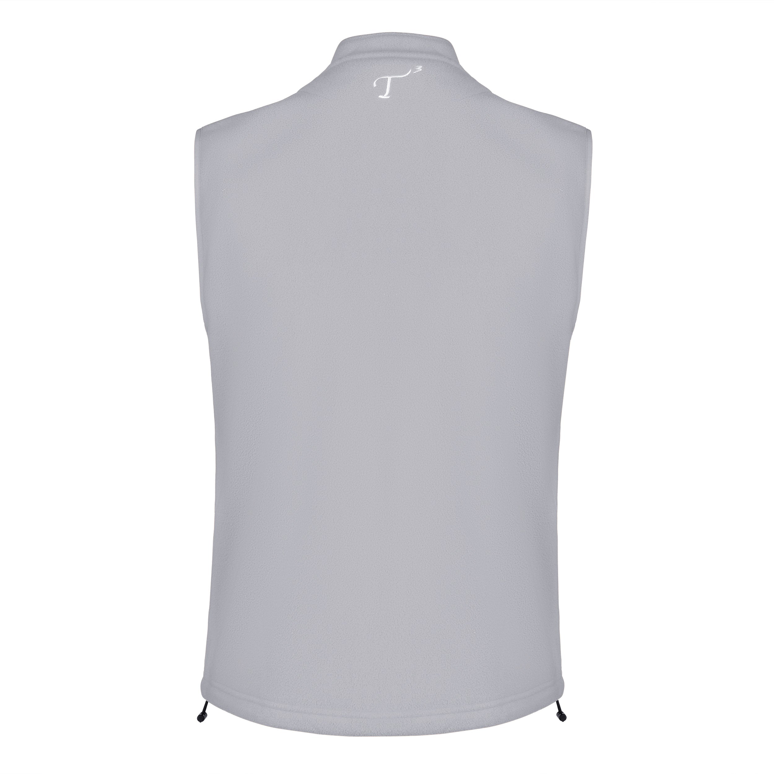 Men's Fleece Vest, Gray. Back view.