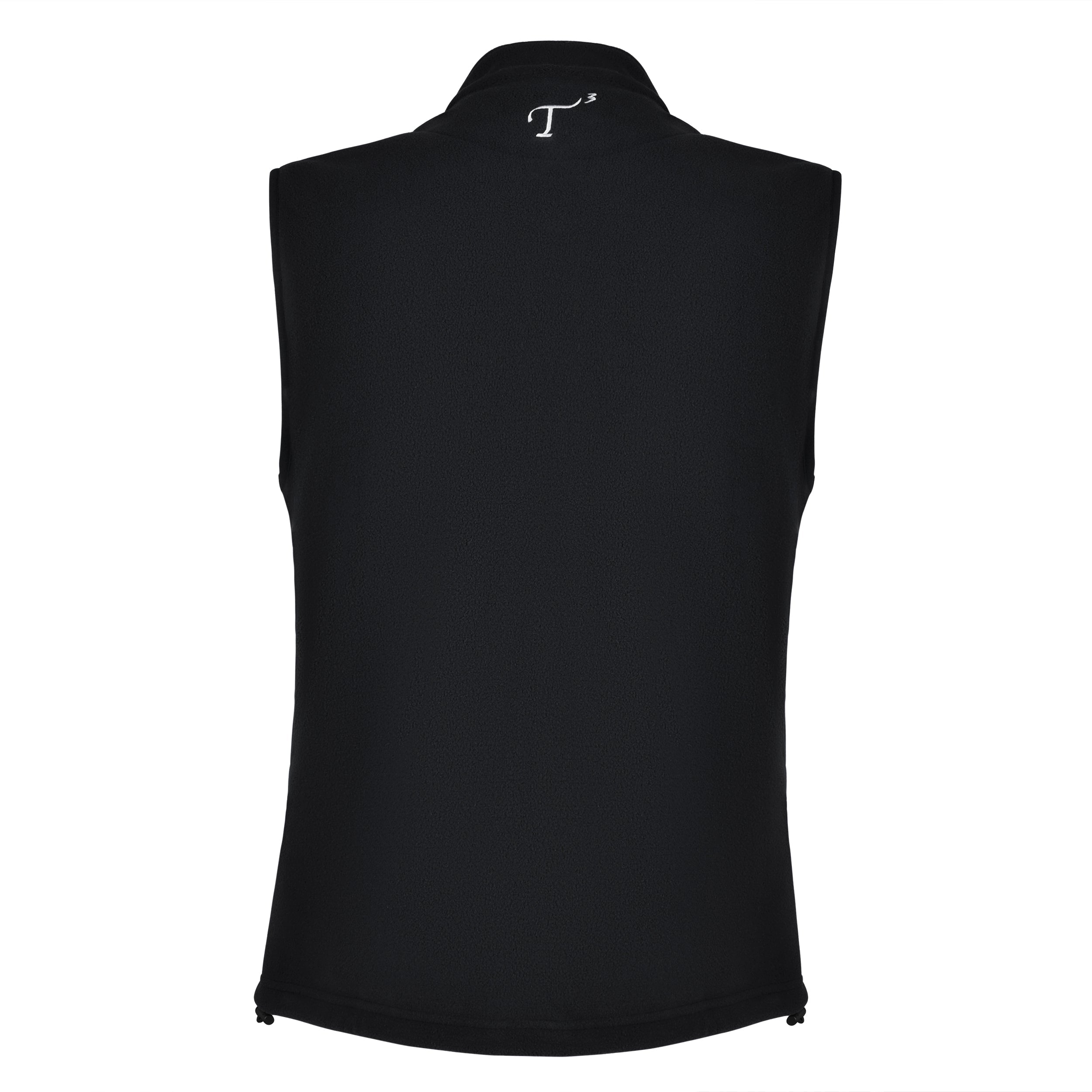 Men's Fleece Vest, Black. Back view.