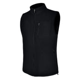Men's Fleece Vest, Black. 45 degree left view.