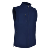 Men's Fleece Vest, Navy. 45 degree right view.