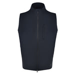 Men's 180g Softshell Rain Vest, Black with Black Zipper. Front View.