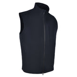 Men's 180g Softshell Rain Vest, Black with Black Zipper. 45 Degree Right View.
