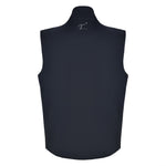 Men's 180g Softshell Rain Vest, Black with Black Zipper. Back View.