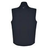 Men's 180g Softshell Rain Vest, Black with Black Zipper. Back View.
