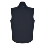 Men's 180g Softshell Rain Vest, Blue Zipper. Back View.