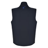 Men's 180g Softshell Rain Vest, Blue Zipper. Back View.