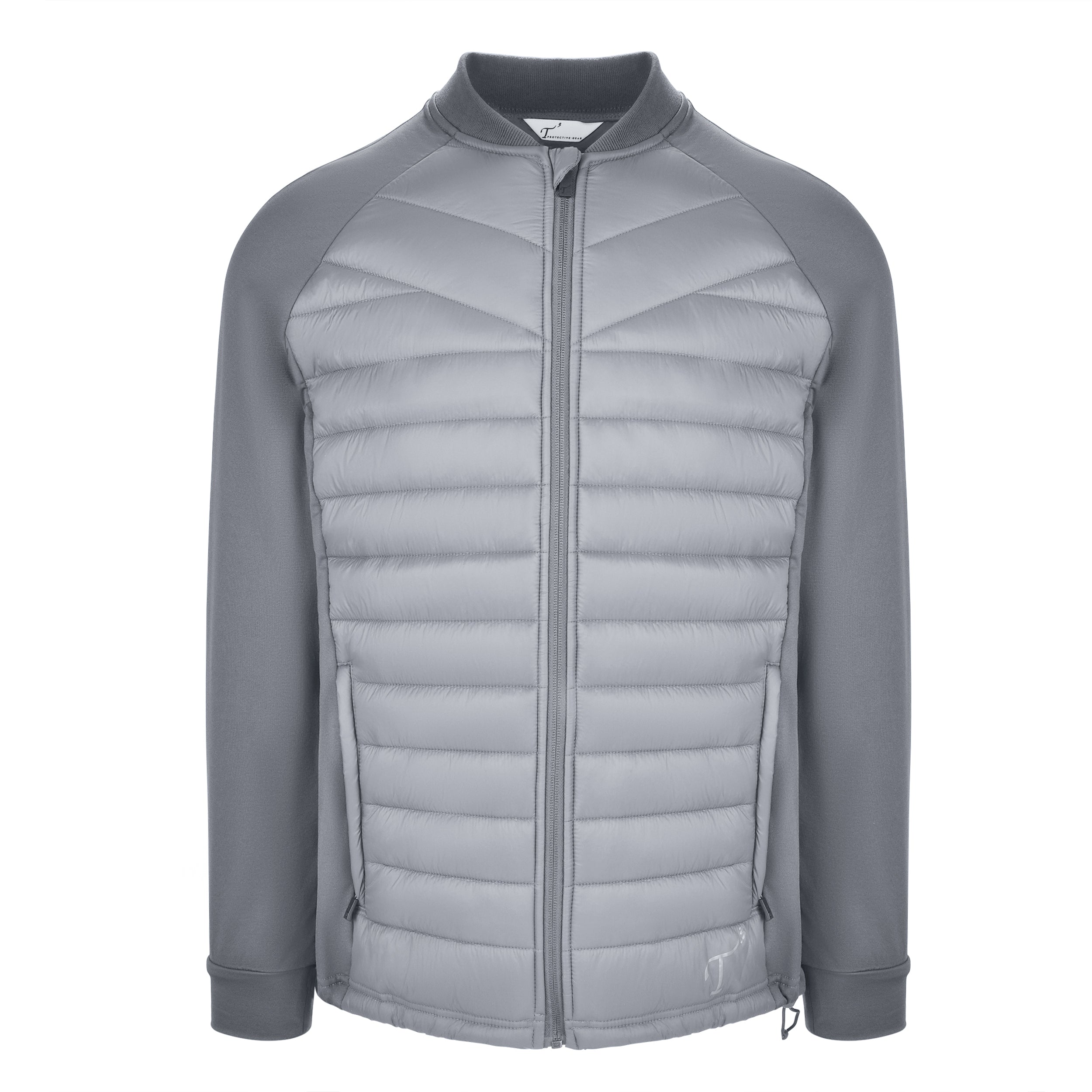 Men's Thinsulate Hybrid Long Sleeve Jacket, Gray. Front view.