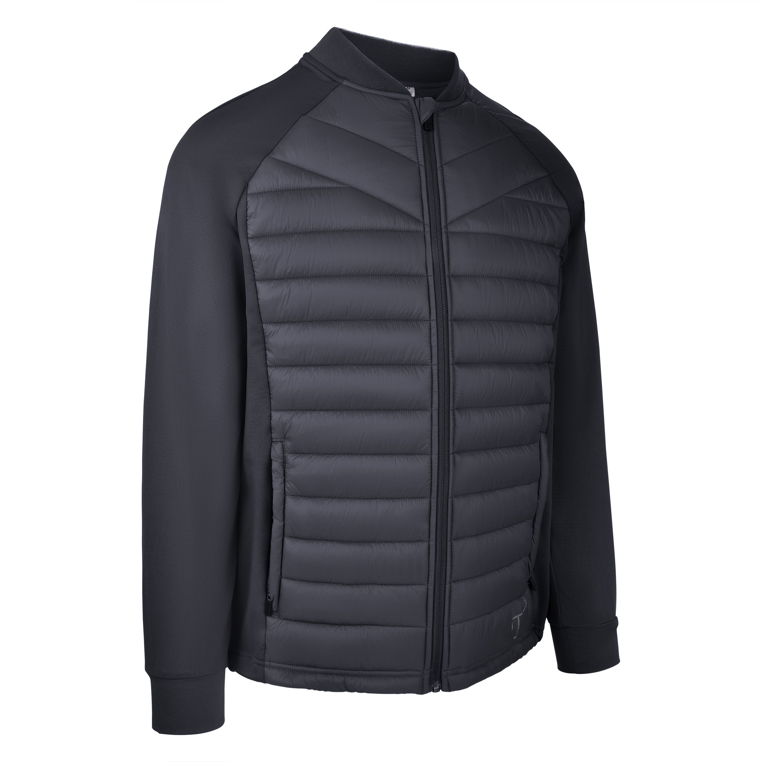 Men's Thinsulate Hybrid Long Sleeve Jacket, Black. 45 degree right view.