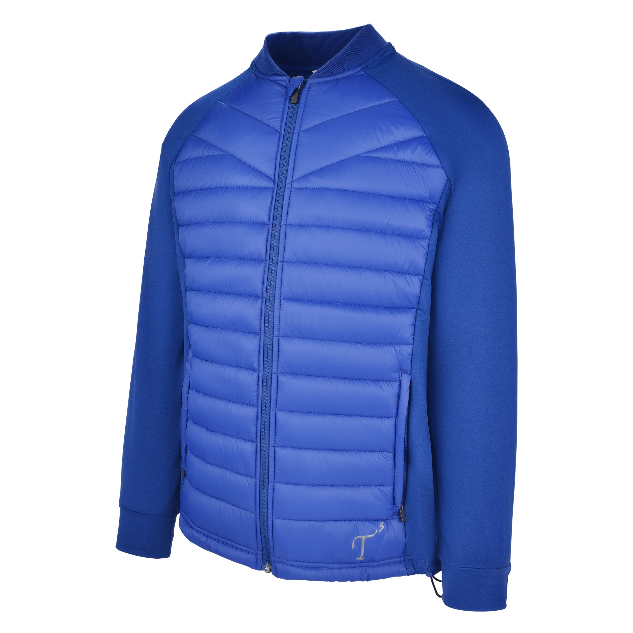 Men's Thinsulate Hybrid Long Sleeve Jacket, Blue. 45 degree left view.