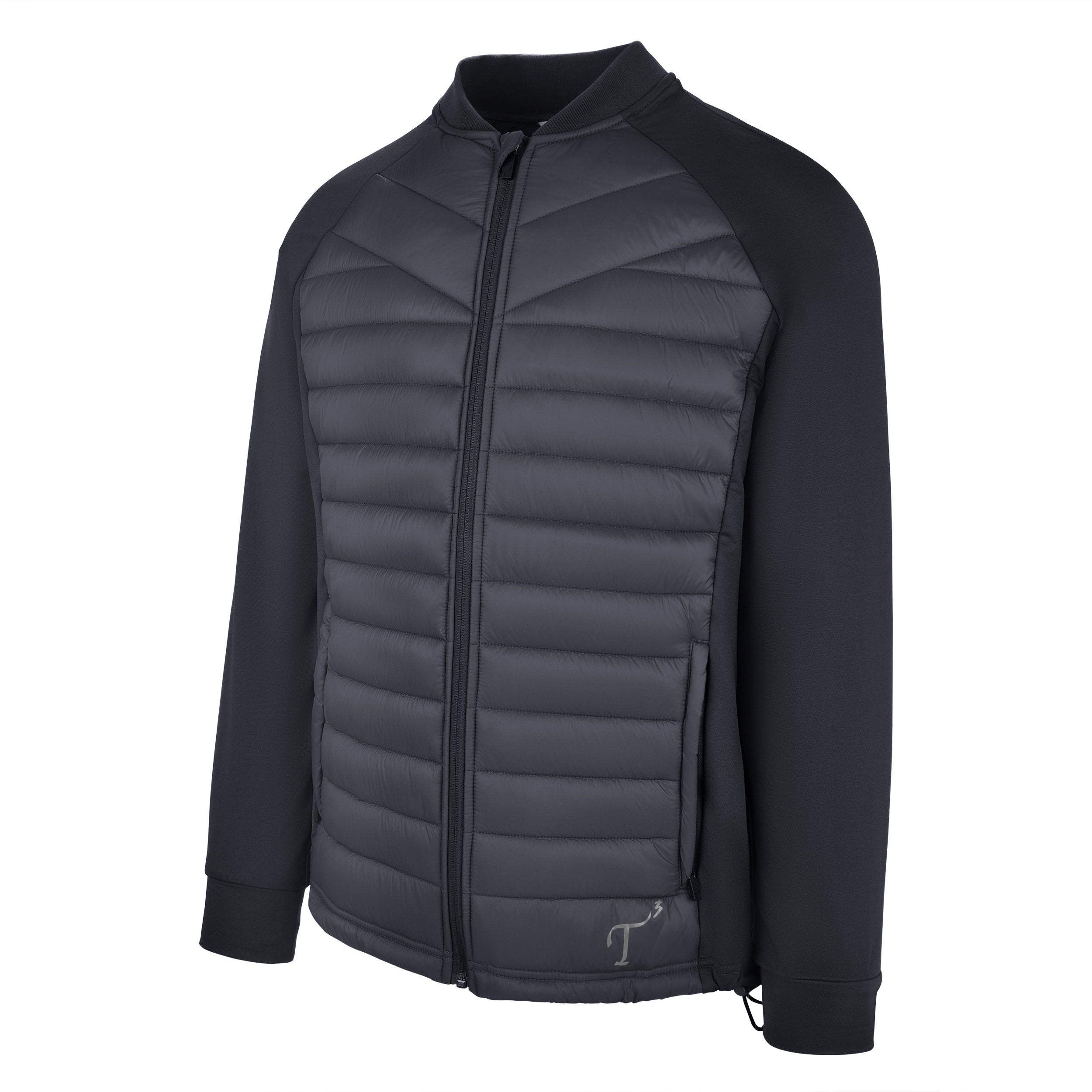 Men's Thinsulate Hybrid Long Sleeve Jacket, Black. 45 degree left view.