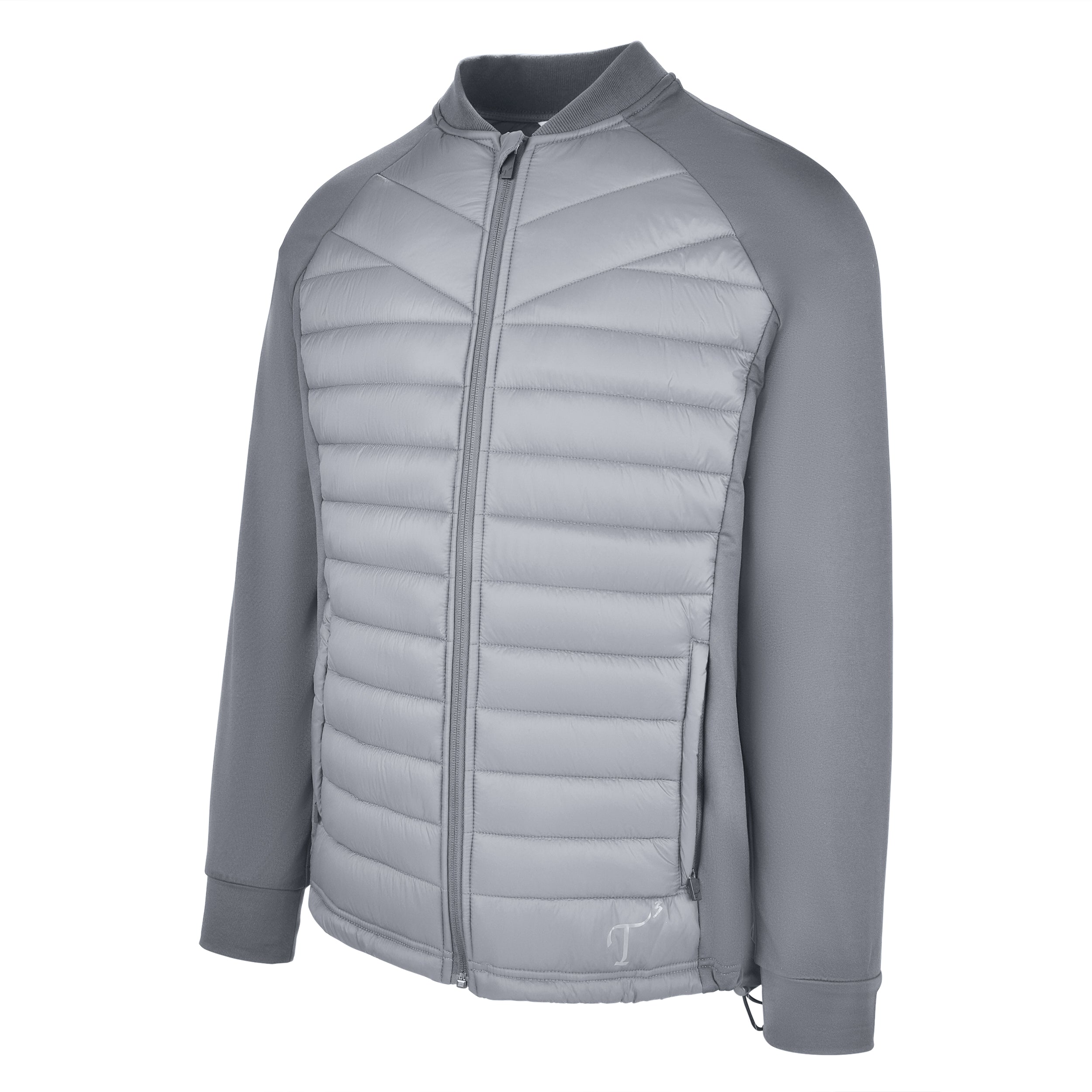 Men's Thinsulate Hybrid Long Sleeve Jacket, Gray. 45 degree left view.