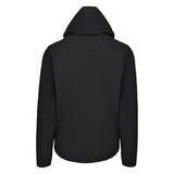 Men's Water Repellent Lightweight Running Jacket with Hood, Black. Back View.