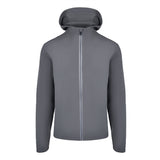 Men's Water Repellent Lightweight Running Jacket with Hood, Gray. Front View.