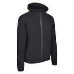 Men's Water Repellent Lightweight Running Jacket with Hood, Black. 45 Degree Right View.