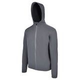 Men's Water Repellent Lightweight Running Jacket with Hood, Smokey Gray. 45 Degree Left View.