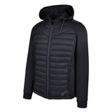 Men's Thinsulate Hybrid Hooded Long Sleeve Jacket, Black. 45 degree left view.