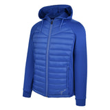 Men's Thinsulate Hybrid Hooded Long Sleeve Jacket, Blue. 45 degree left view.