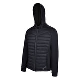 Men's Thinsulate Hybrid Hooded Long Sleeve Jacket, Black. 45 degree left view.