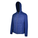 Men's Thinsulate Hybrid Hooded Long Sleeve Jacket, Navy. 45 degree left view.