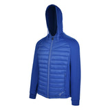 Men's Thinsulate Hybrid Hooded Long Sleeve Jacket, Blue. 45 degree left view.