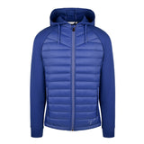 Men's Thinsulate Hybrid Hooded Long Sleeve Jacket, Navy. Front view.
