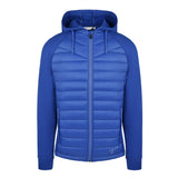 Men's Thinsulate Hybrid Hooded Long Sleeve Jacket, Blue. Front view.