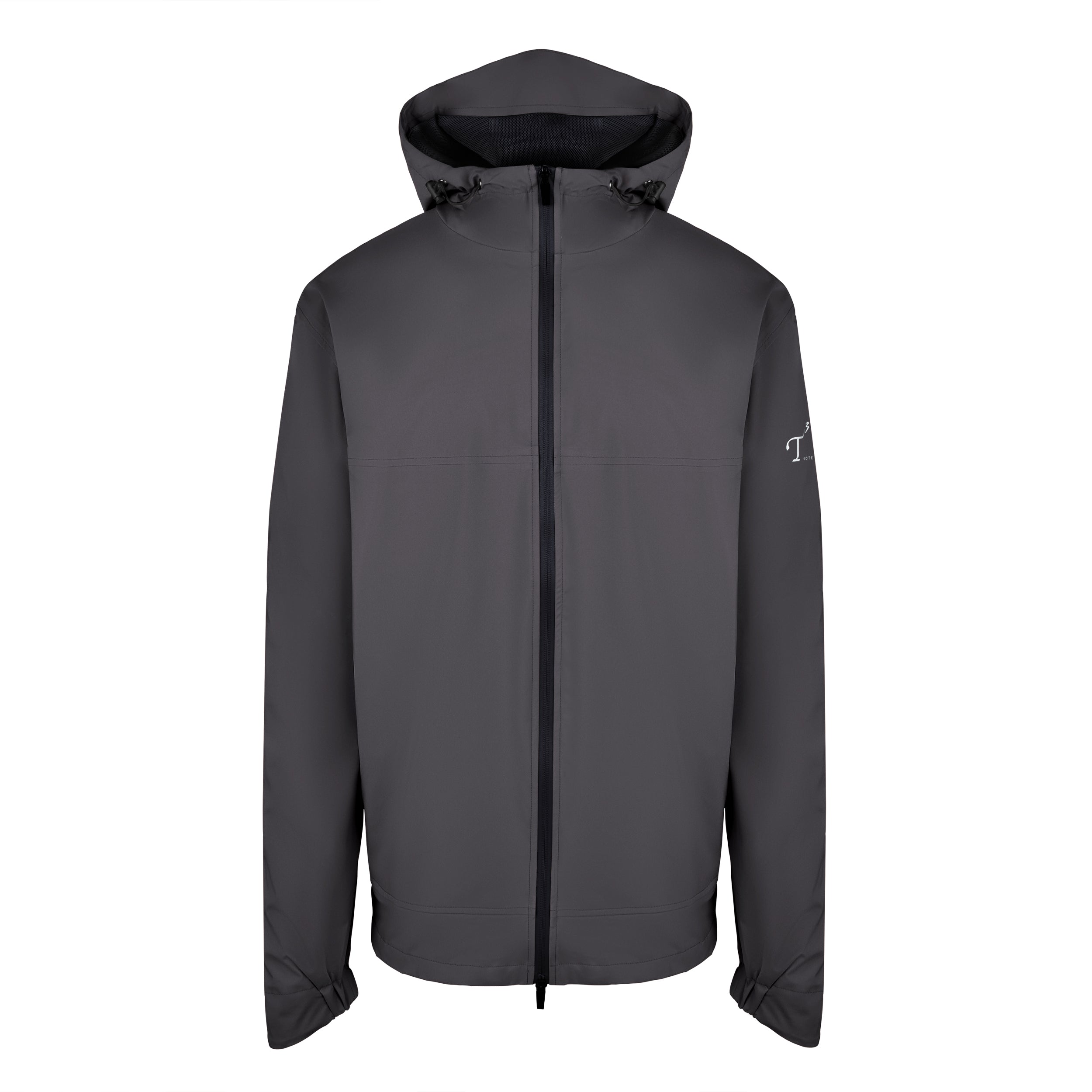 Men's Lightweight Wind Jacket with Hood, Black, Front View