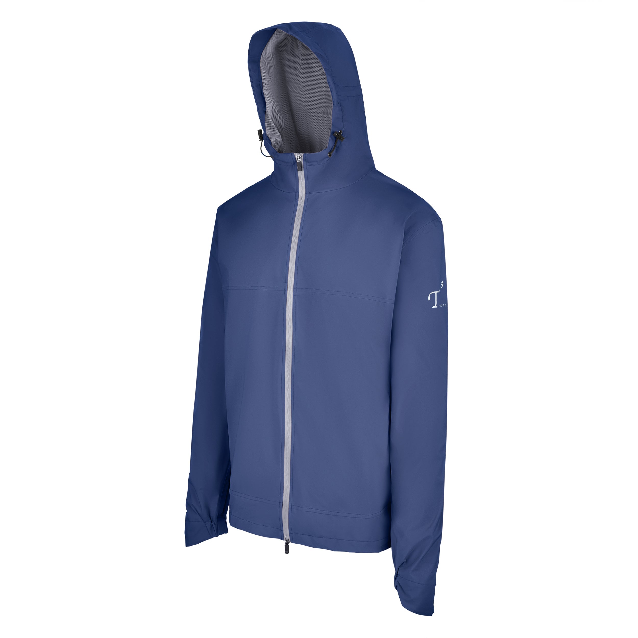 Men's Lightweight Wind Jacket with Hood, Navy, 45 Degree Left View