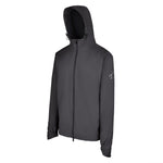 Men's Lightweight Wind Jacket with Hood, Black. 45 degree left view.