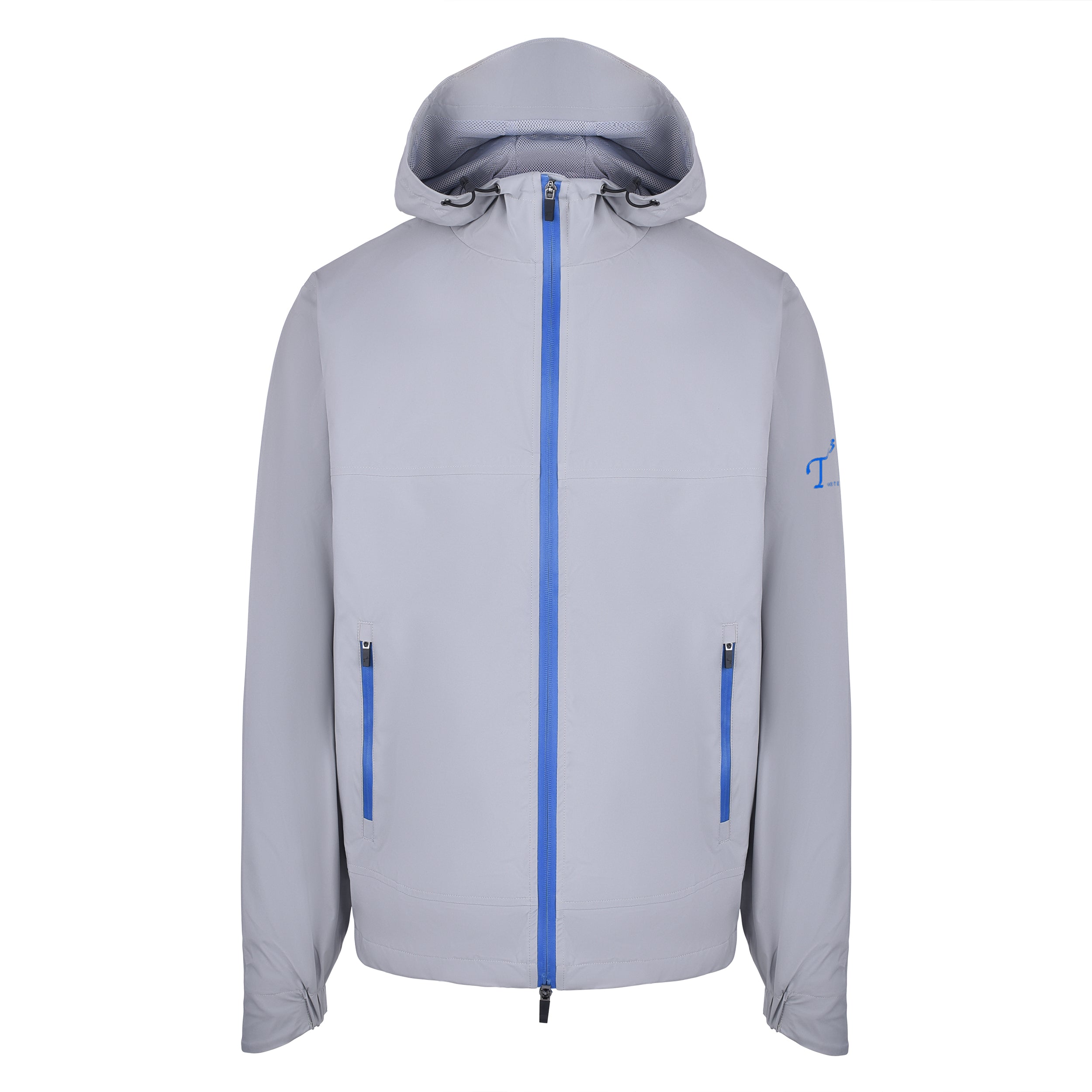 Men's Lightweight Wind Jacket with Hood, Gray, Front View