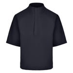 Men's Quarter-Zip Short Sleeve Rain Pullover, Black. Front View.