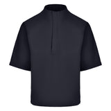 Men's Quarter-Zip Short Sleeve Rain Pullover, Black. Front View.