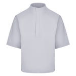 Men's Quarter-Zip Short Sleeve Rain Pullover, Gray. Front View.