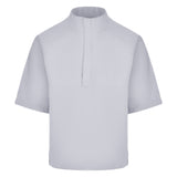 Men's Quarter-Zip Short Sleeve Rain Pullover, Gray. Front View.