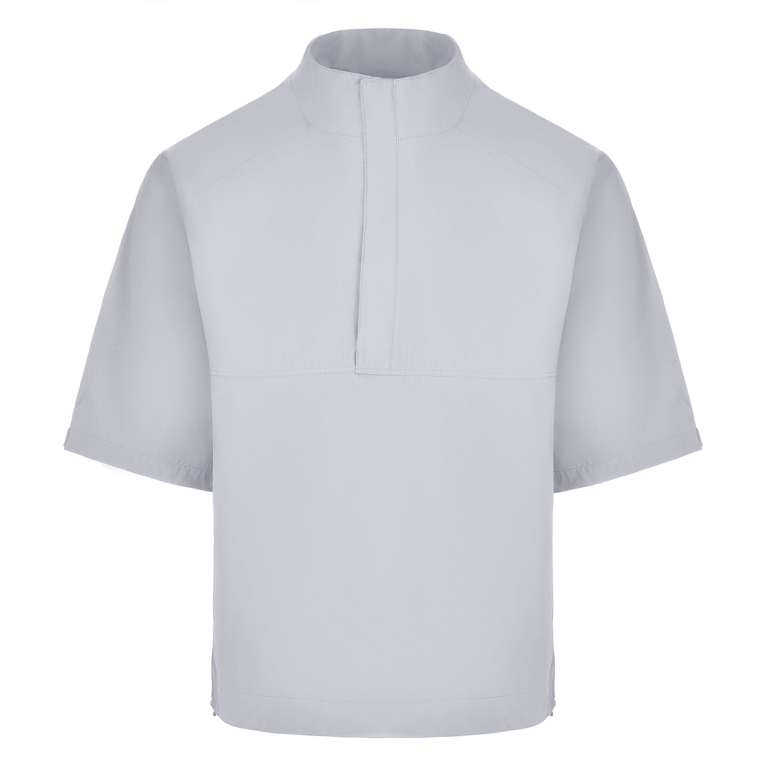 Men's Quarter-Zip Short Sleeve Rain Pullover, Gray. Front View.