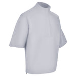 Men's Quarter-Zip Short Sleeve Rain Pullover, Gray. 45 Degree Right View.