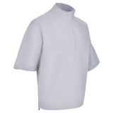 Men's Quarter-Zip Short Sleeve Rain Pullover, Gray. 45 Degree Right View.