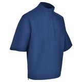 Men's Quarter-Zip Short Sleeve Rain Pullover, Navy. 45 Degree Right View.