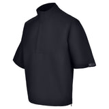Men's Quarter-Zip Short Sleeve Rain Pullover, Black. 45 Degree Left View.