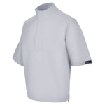 Men's Quarter-Zip Short Sleeve Rain Pullover, Gray. 45 Degree Left View.
