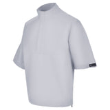 Men's Quarter-Zip Short Sleeve Rain Pullover, Gray. 45 Degree Left View.