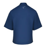 Men's Quarter-Zip Short Sleeve Rain Pullover, Navy. Back View.