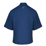 Men's Quarter-Zip Short Sleeve Rain Pullover, Navy. Back View.