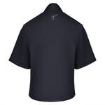 Men's Quarter-Zip Short Sleeve Rain Pullover, Black. Back View.