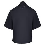 Men's Quarter-Zip Short Sleeve Rain Pullover, Black. Back View.